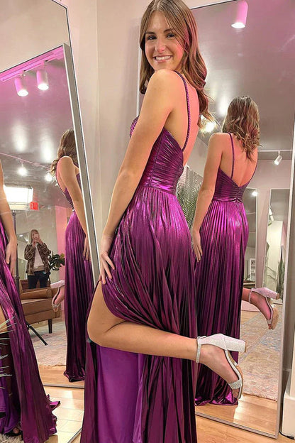 Halter Satin Sleeveless Prom Dress A Line Simple Long Formal Dresses