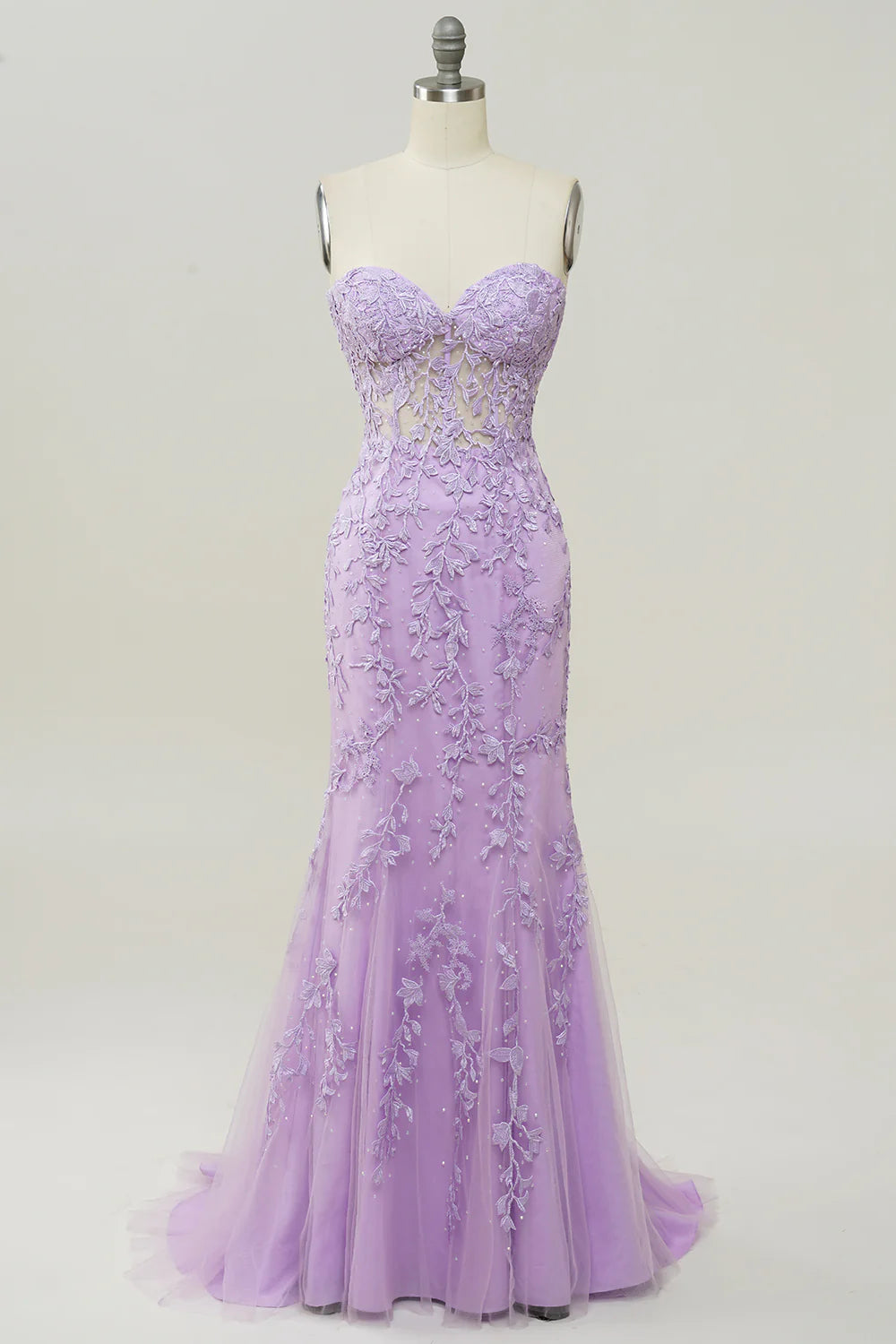 Purple Sweetheart Neck Mermaid Prom Dress With Appliques