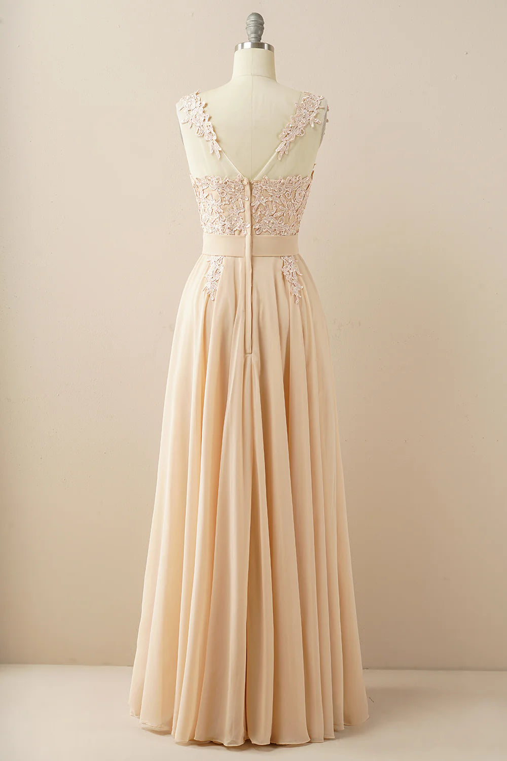 Chiffon Beaded Bateau Prom Dress