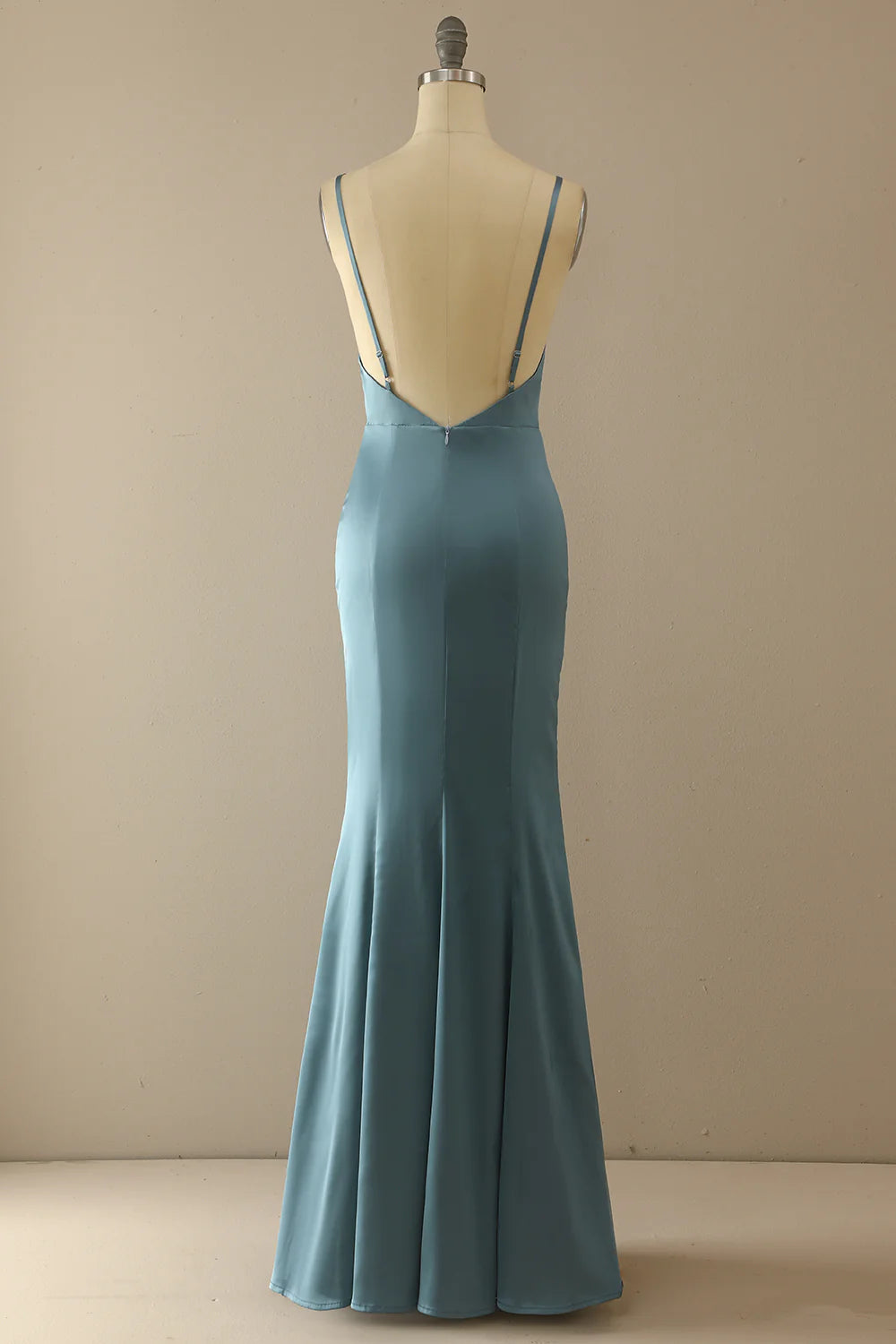 Mermaid Blue V Neck Long Prom Dress