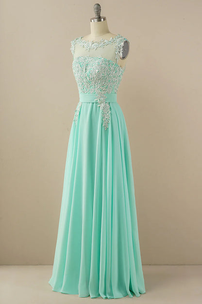 Chiffon Beaded Bateau Prom Dress