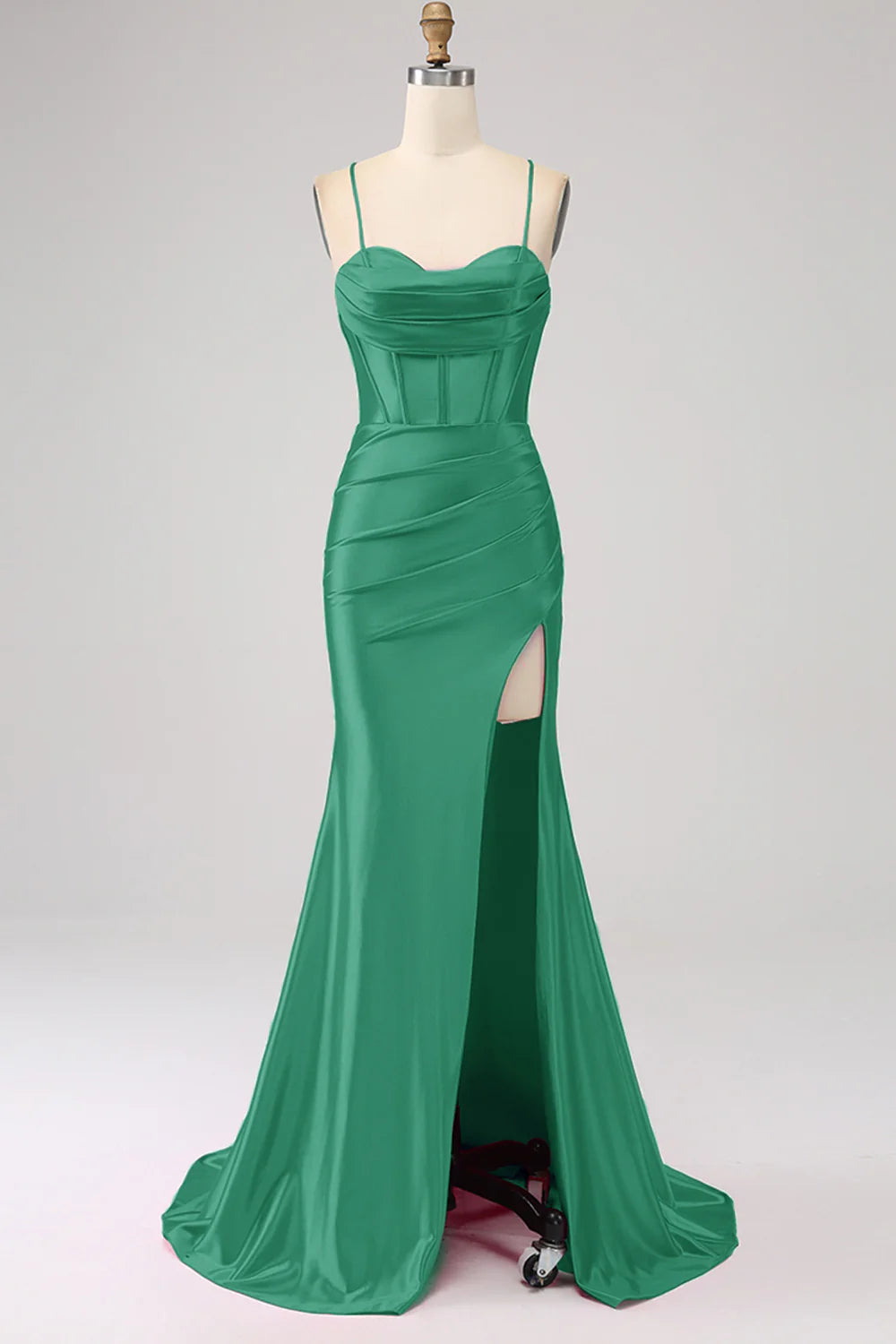 Amzcw Stunning Green Mermaid Spaghetti Straps Corset Prom Dress with Split Front prom dresses shops