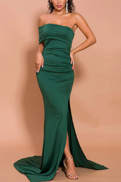 Mermaid One Shoulder Dress with Slit