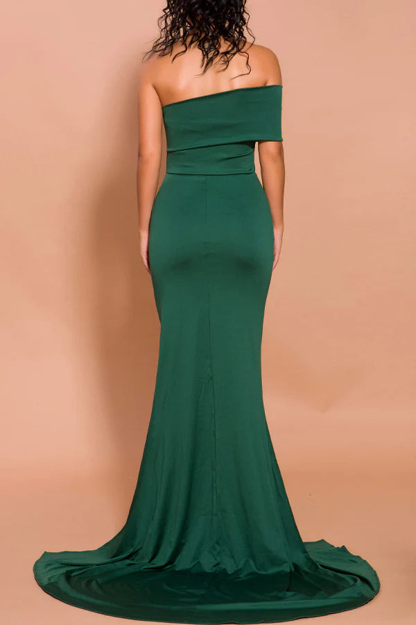 Mermaid One Shoulder Dress with Slit