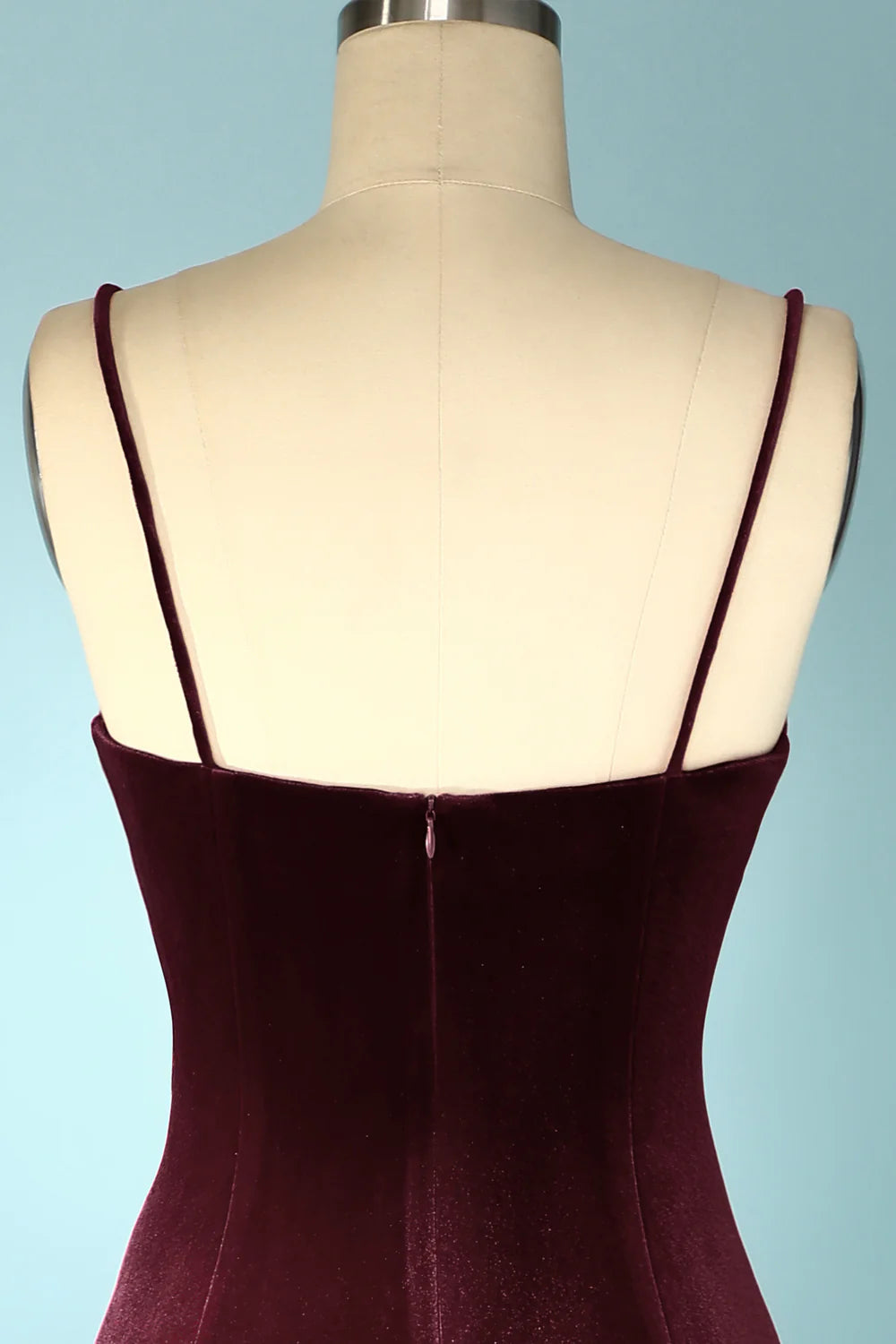 Burgundy Velvet Evening Prom Dress