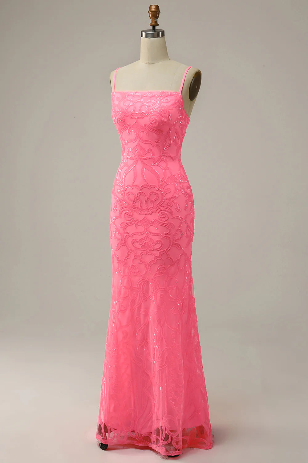 Blush Sheath Glitter Prom Dress with Sequins