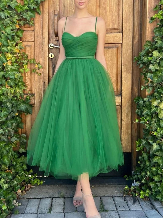 Amzcw Simple green sweetheart neck tulle short prom dress green homecoming dress prom dress in store