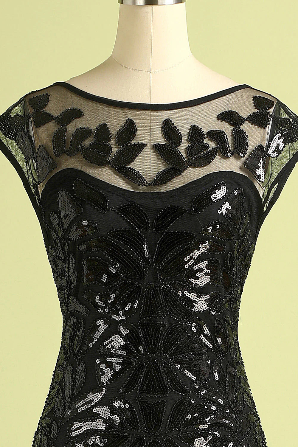 Black 1920s Sequined Flapper Dress