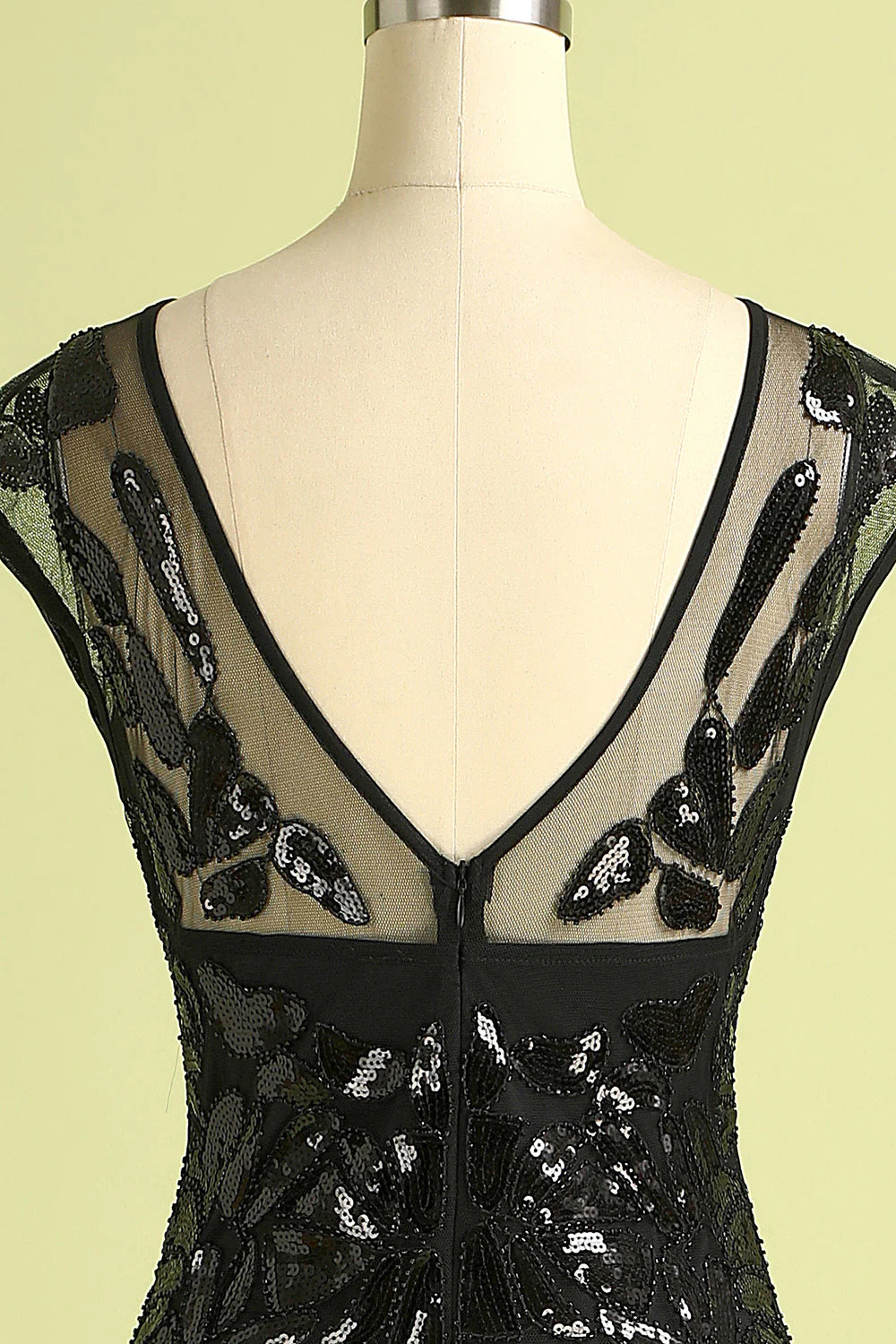 Black 1920s Sequined Flapper Dress