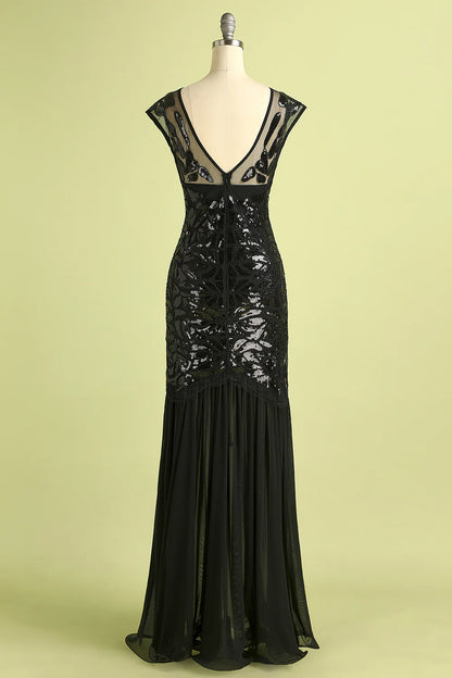 Black 1920s Sequined Flapper Dress