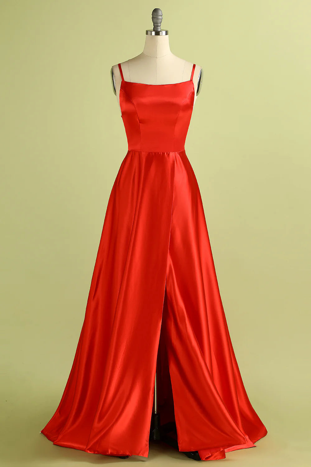 Red Backless Satin Prom Bridesmaid Dress