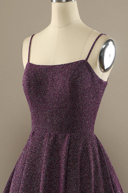 Charming A Line Purple Prom Dress with Split Front