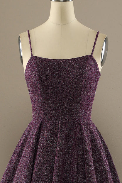 Charming A Line Purple Prom Dress with Split Front