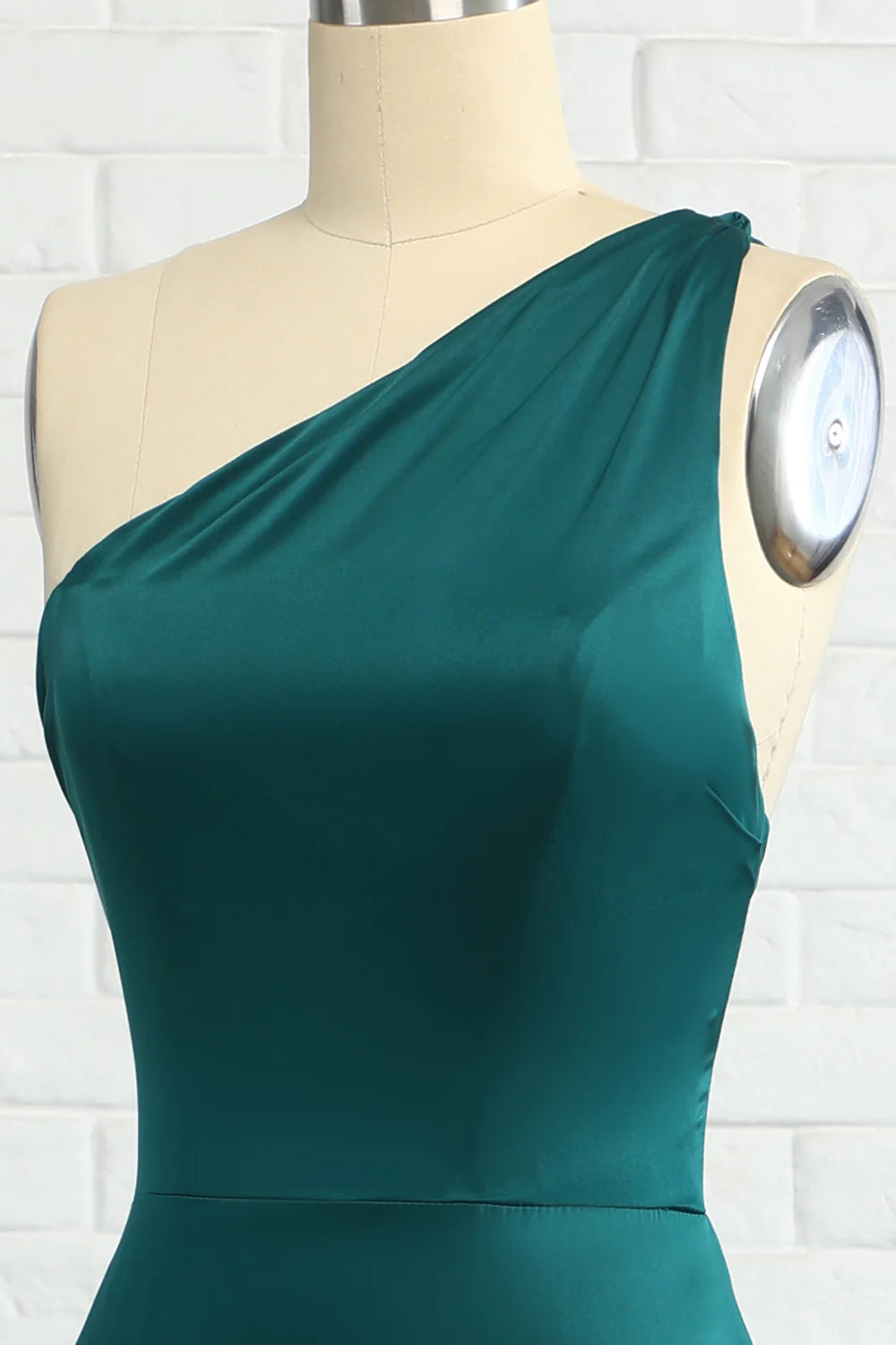 Mermaid One Shoulder Dark Green Long Bridesmaid Dress