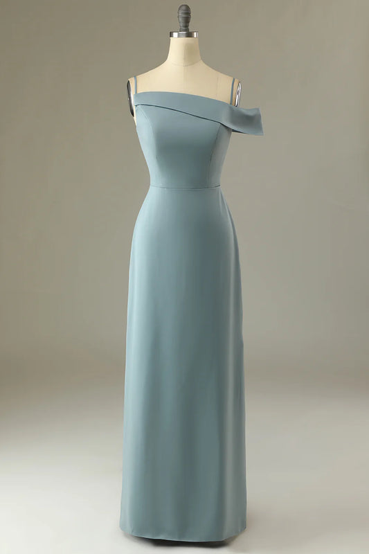 Blue Sheath Simple Prom Dress