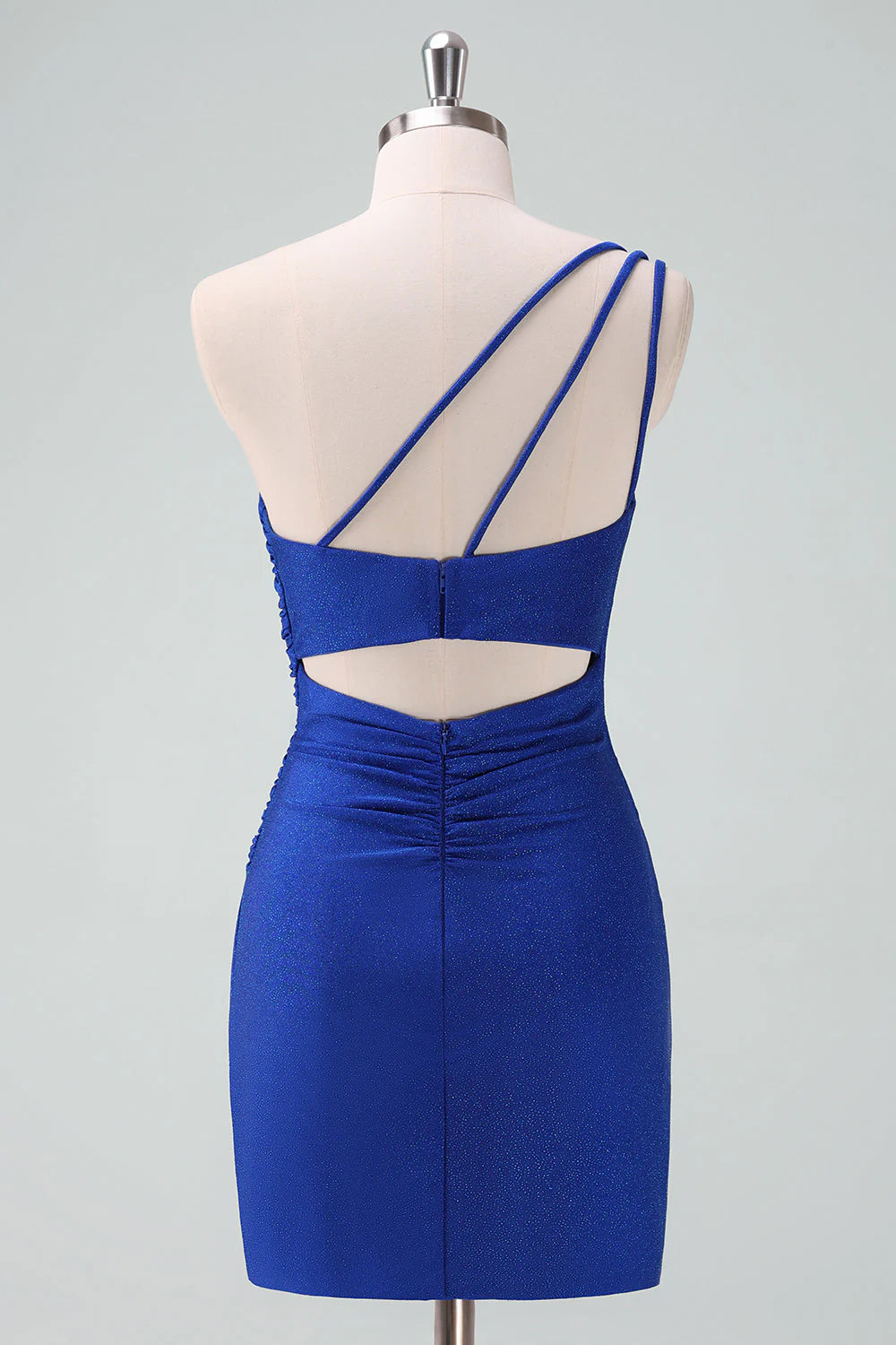 Amzcw Royal Blue One Shoulder Bodycon Ruched Short Homecoming Dress