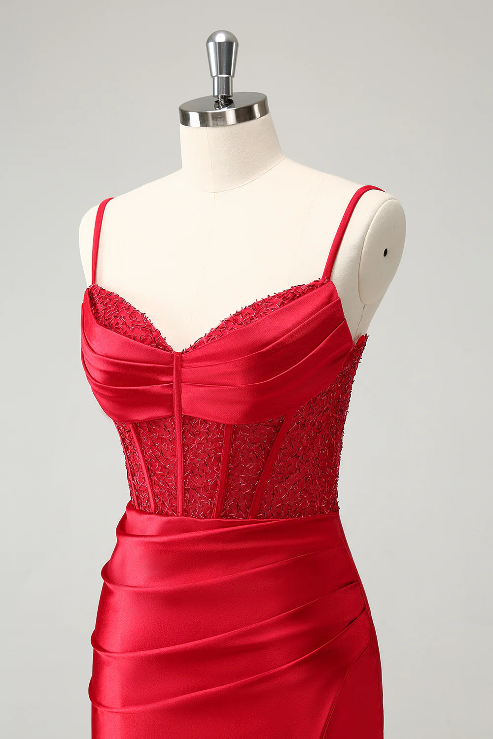 Amzcw Classy Red Bodycon Corset Short Homecoming Dress with Lace Up Back