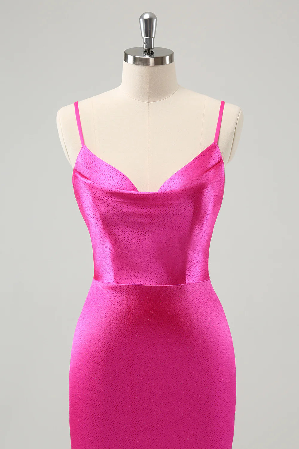 Amzcw Simple Fuchsia Cowl Neck Backless Tight Short Homecoming Dress with Beading