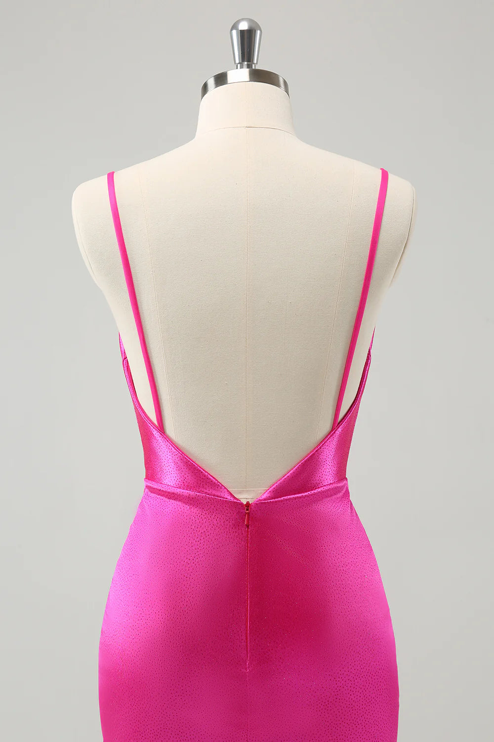 Amzcw Simple Fuchsia Cowl Neck Backless Tight Short Homecoming Dress with Beading