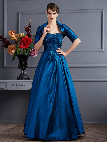 A-Line/Princess Sweetheart Sleeveless Applique Long Taffeta Mother of the Bride Dresses