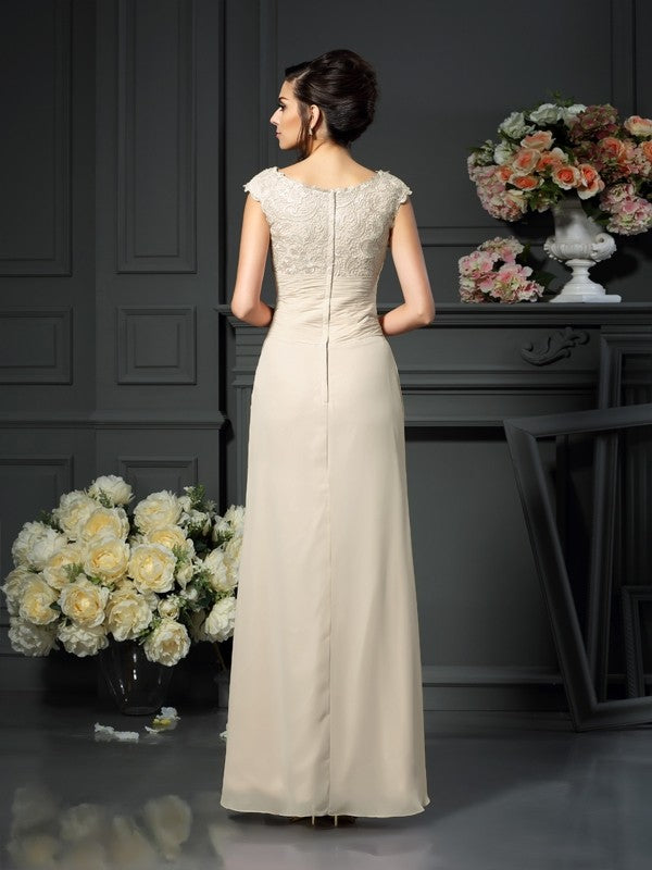 A-Line/Princess Scoop Lace Sleeveless Long Chiffon Mother of the Bride Dresses