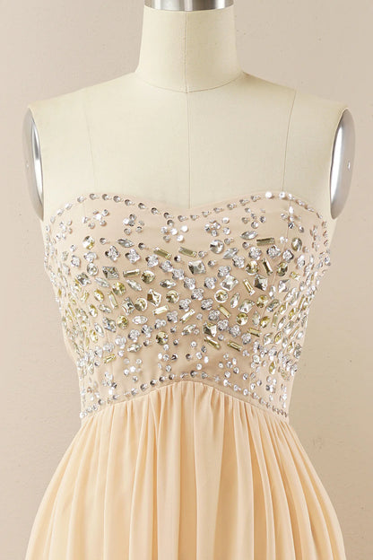 Champagne Sweetheart A Line Chiffon Prom Dress