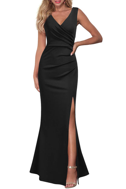 Amzcw Women Sleeveless V Neck Split Evening Cocktail Long Dress gowns evening dresses