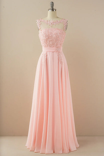 Chiffon Beaded Bateau Prom Dress