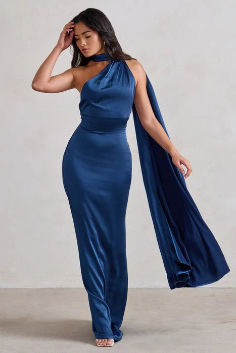 Sheath/Column Halter Floor-Length Prom Dresses