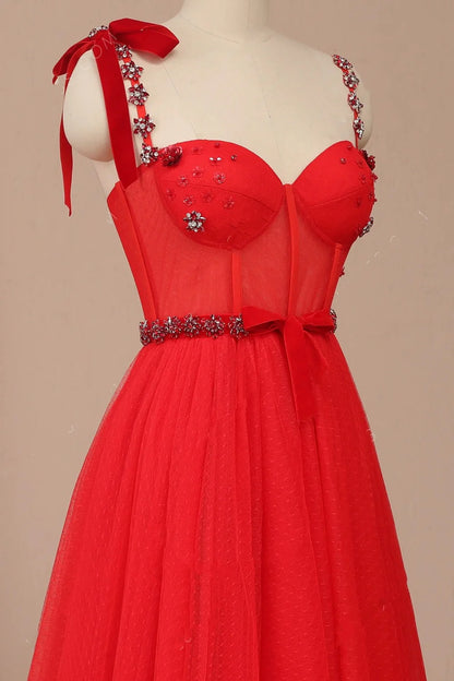 A Line Beaded Military Prom Dresses Tulle Straps Sweetheart