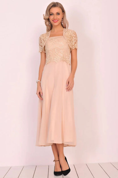 A Line Square Mother of the Bride Dresses Chiffon&Lace With