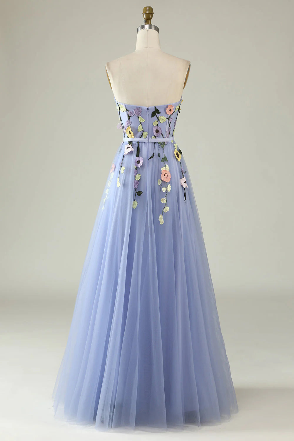 A Line Sweetheart Tulle Long Evening Dresses Prom Dresses With 3D Flower