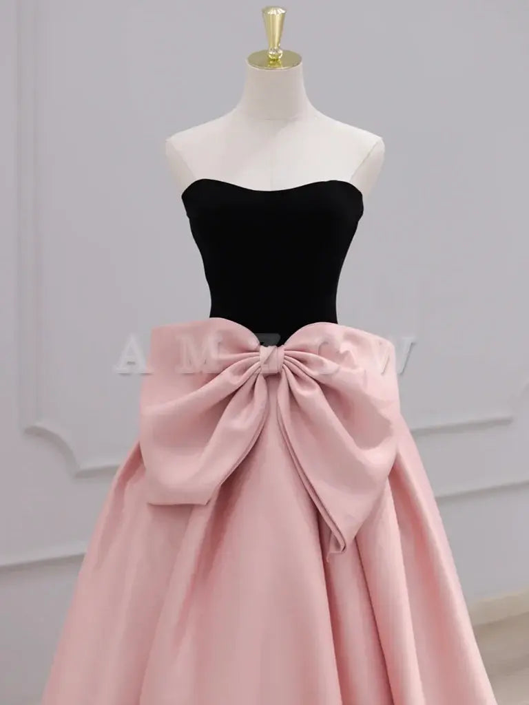 Amzcw A-Line Sweetheart Neck Satin Velvet Pink Long Prom Dress  Pink Long Formal Dress prom dresses shops