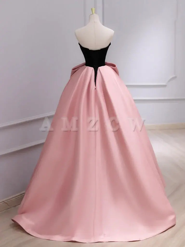 Amzcw A-Line Sweetheart Neck Satin Velvet Pink Long Prom Dress  Pink Long Formal Dress prom dresses shops