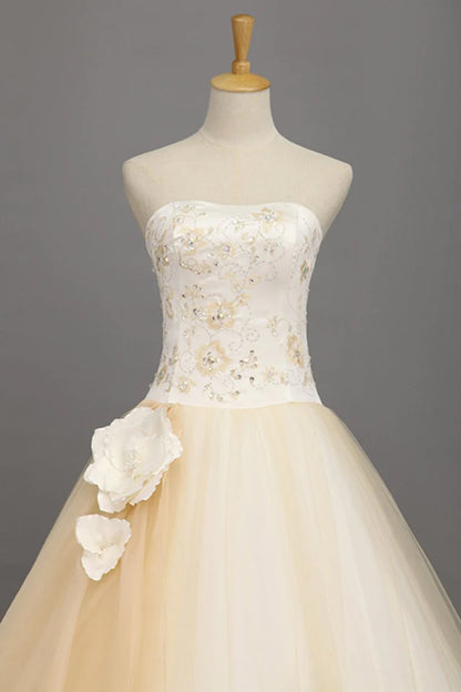 Ball Gown Quinceanera Dresses Sweetheart Floor Length With Handmade Flower And Embroidery