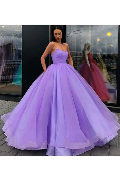 Ball Gown Sweetheart Prom Dress, Princess Floor Length Tulle Quinceanera Dresses