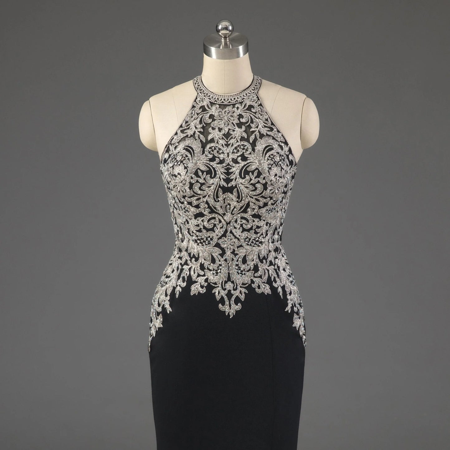 Black Memaid Halter Open Back Mother Of The Bride Dresses With Appliques