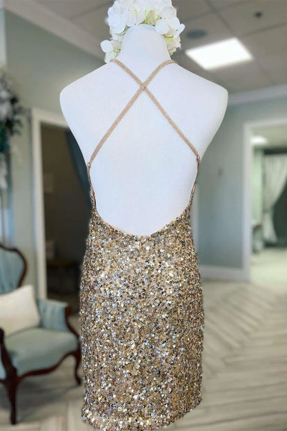 V-Neck Cross-Back Short Homecoming Dress