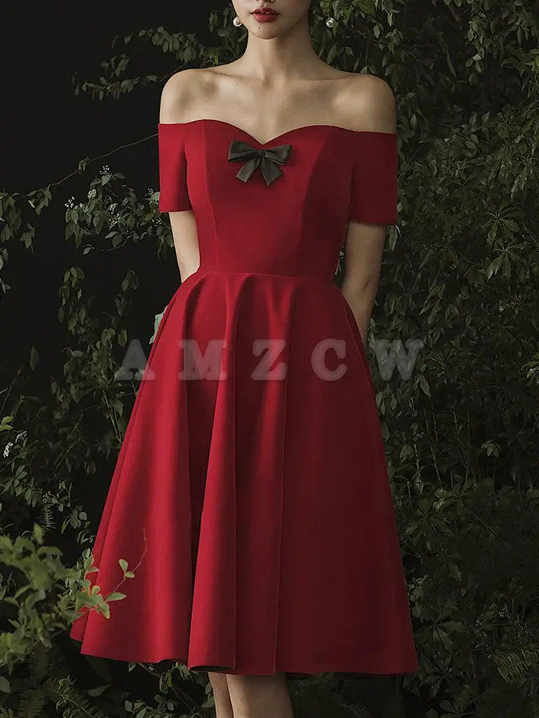 Amzcw Burgundy Sweetheart Neck Short Prom Dress Burgundy Homecoming Dress prom dress in store