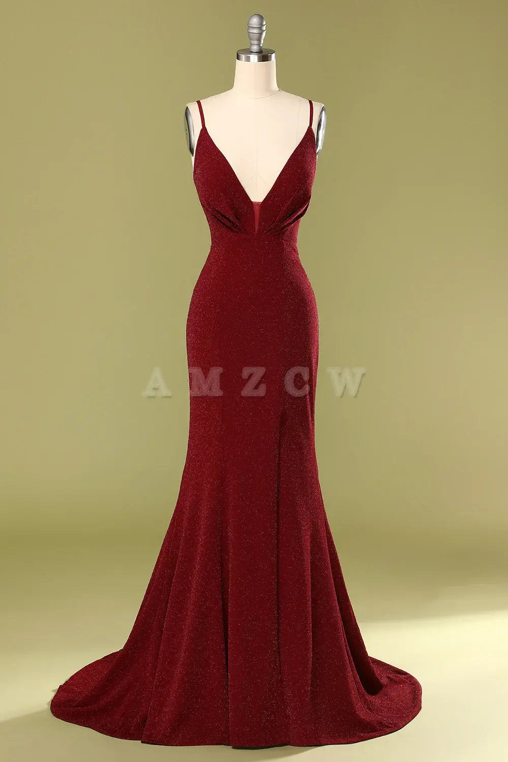 Amzcw Burgundy V-neck Evening Dress gowns evening dresses prom dresses shops