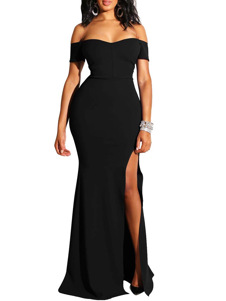 Amzcw Women's Off Shoulder High Split Long Formal Party Dress Evening Gown dresses evening wear