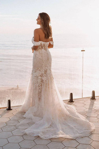 Elegant Mermaid Wedding Dresses Off The Shoulder With Appliques