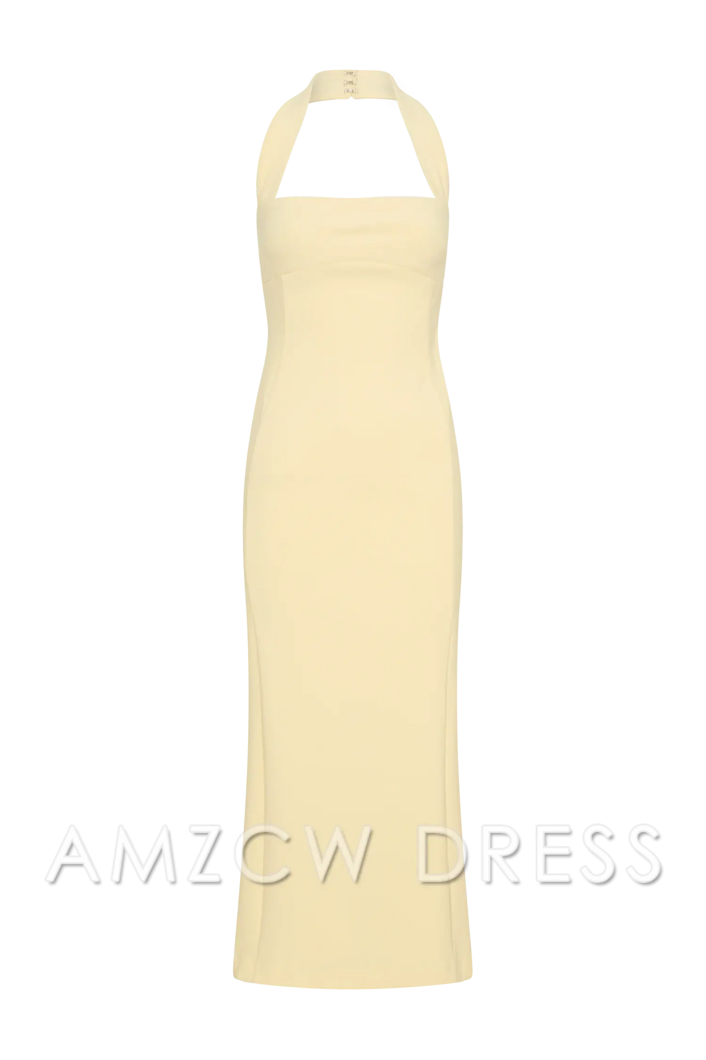 Amzcw Elegant Suiting Halter Midi Dress formal wear dresses - Pale Lemon