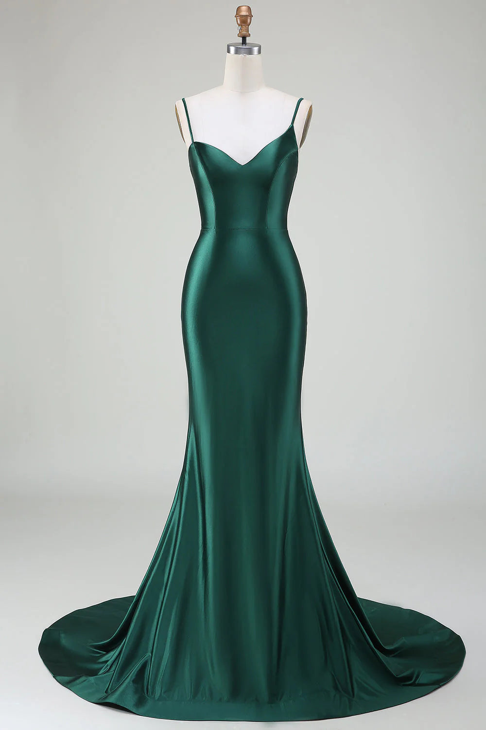 Amzcw Dark Green Mermaid Spaghetti Straps Sweep Train Long Prom Dress prom dresses shops