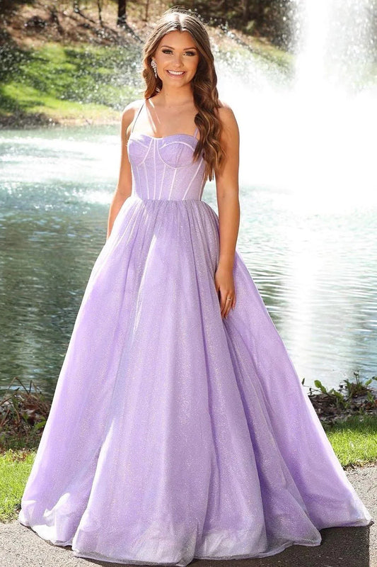 Gorgeous A-line Pink Long Sweetheart Floor-Length Sleeveless Prom Dresses