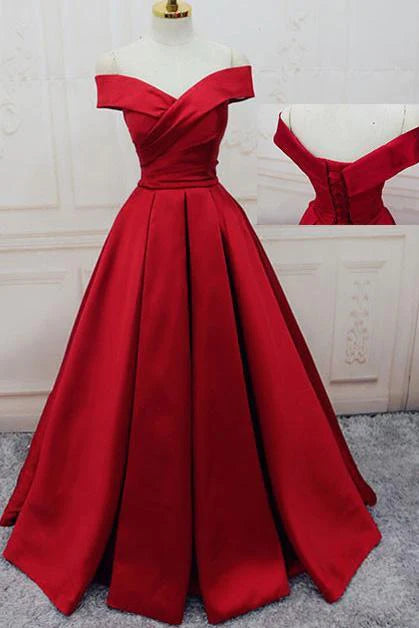 Gorgeous Red Off Shoulder Sweetheart Sleeveless Long Lace up Satin Prom Dresses