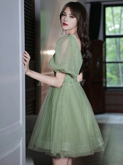 Amzcw Green tulle short prom dress green tulle homecoming dress formal wear dresses