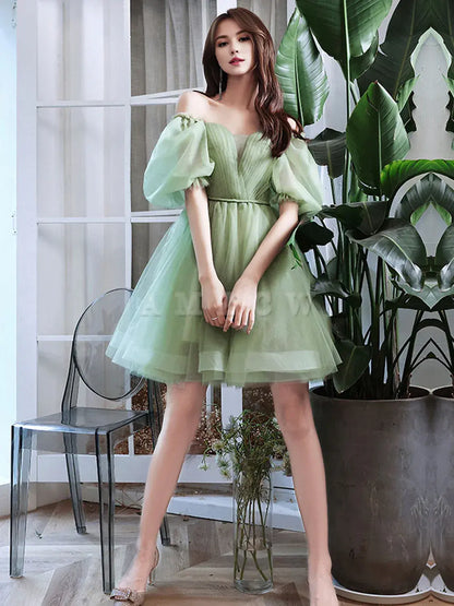 Amzcw Green tulle short prom dress green tulle homecoming dress formal wear dresses