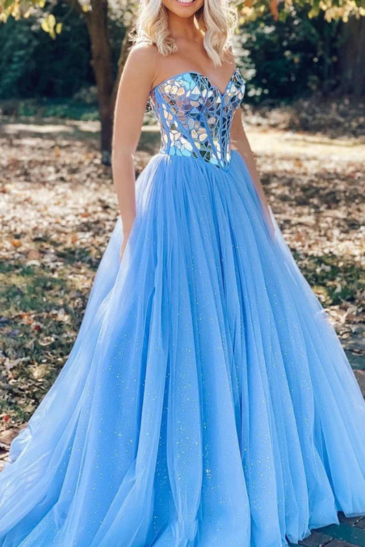 Hi Girls Exquisite Sweetheart Tulle Long Prom Dresses