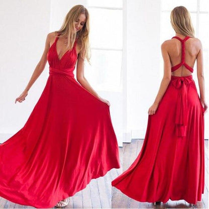Hot Sale Chiffon Red Backless Strapless V Neck Prom Dresses